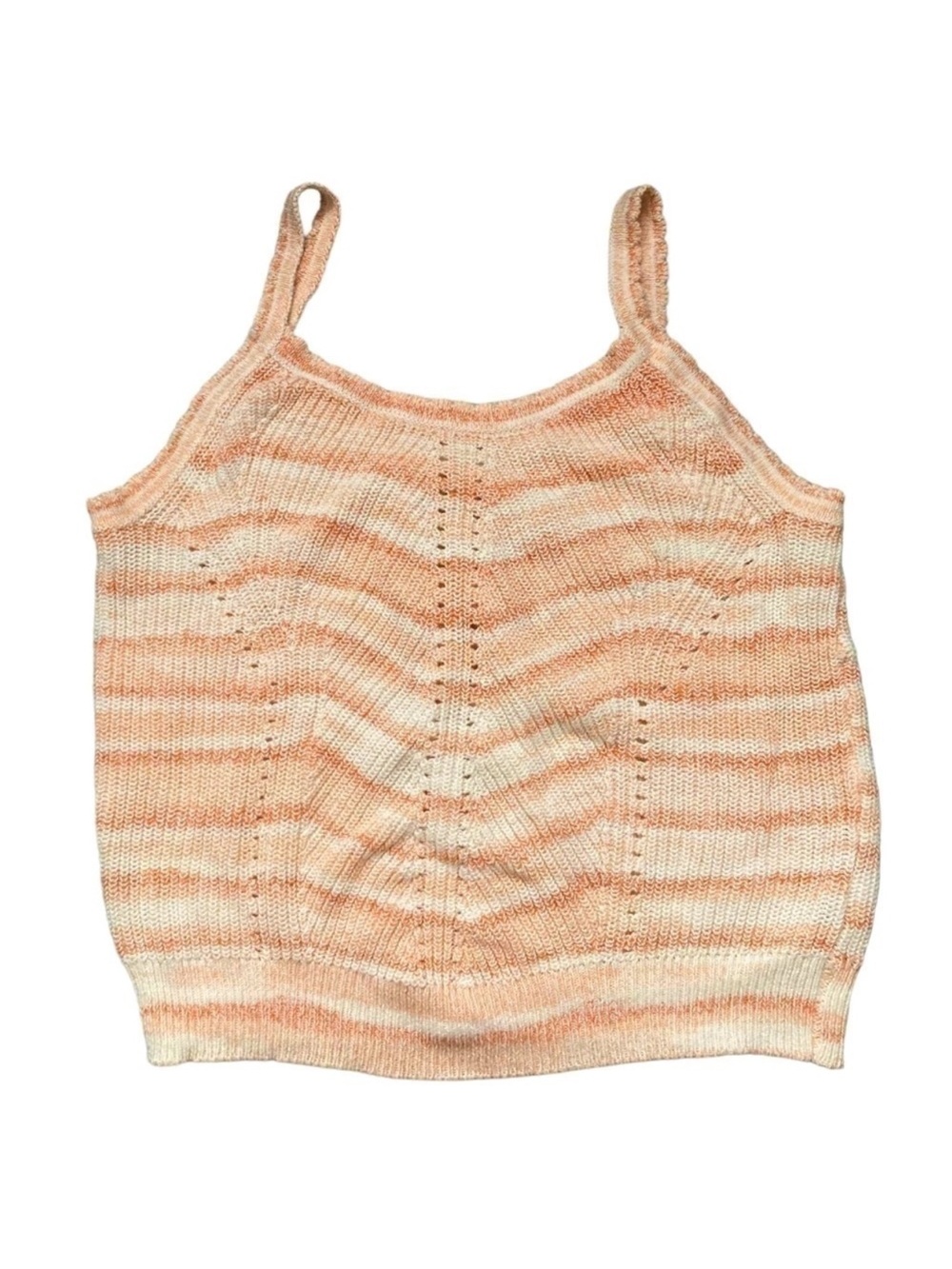 JOIE Knit Striped Cotton Spaghetti Strap Tank Top Orange Pink White Stripe Large